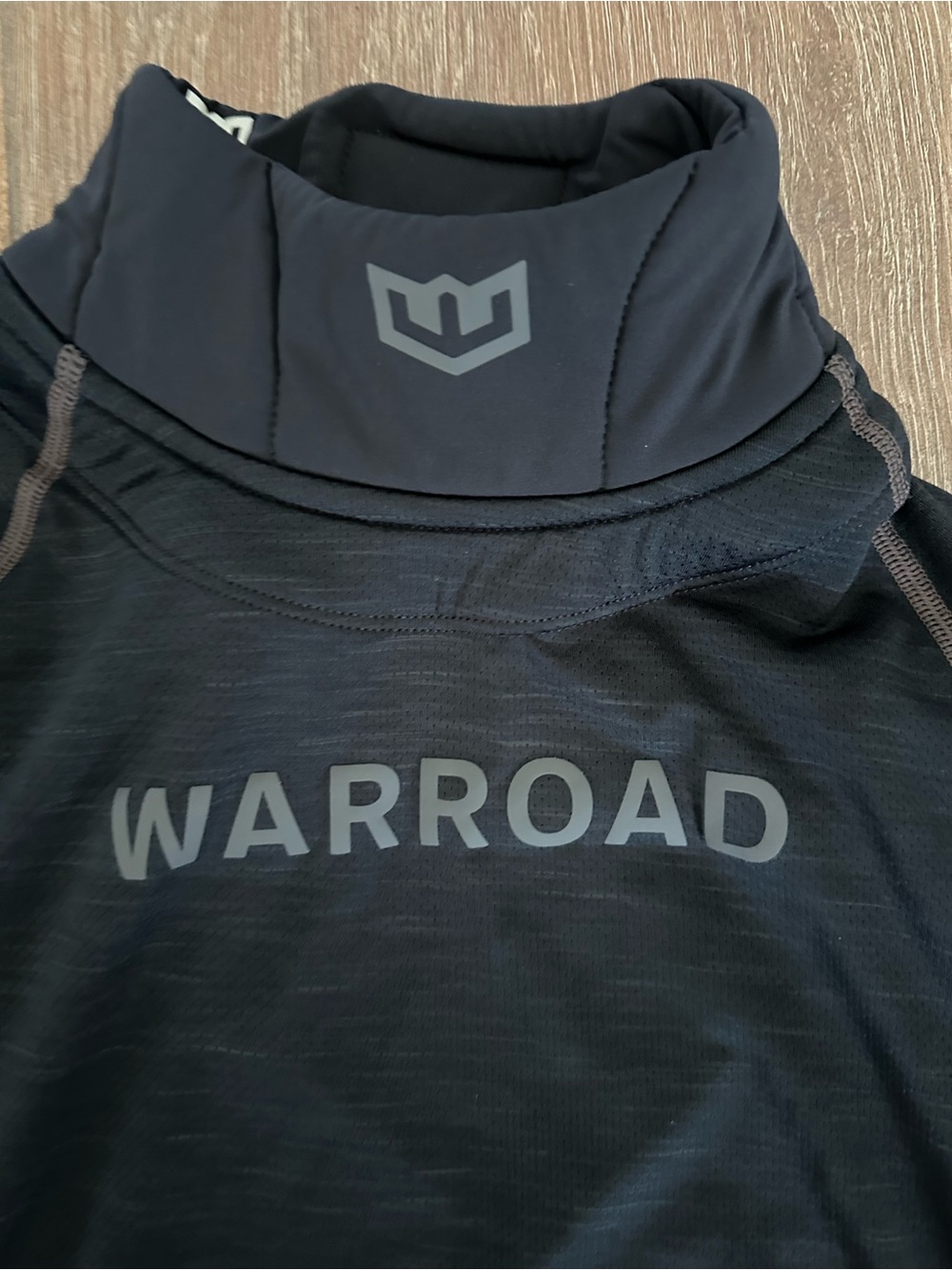 Kids Warroad hockey Neck guard long sleeve Shirt - black with grey lettering. - Picture 2 of 5